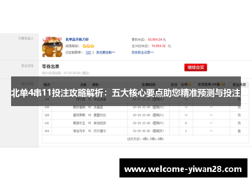 北单4串11投注攻略解析：五大核心要点助您精准预测与投注
