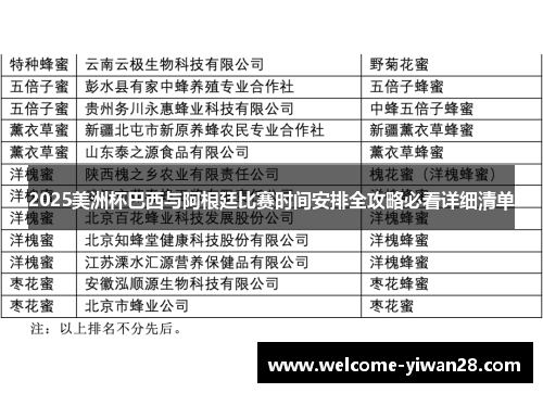 2025美洲杯巴西与阿根廷比赛时间安排全攻略必看详细清单